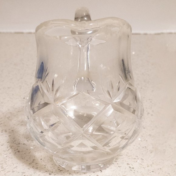 Vintage Antique Etched Star Crystal Glass Water Creamer Holiday Serving Pitcher - Picture 2 of 4